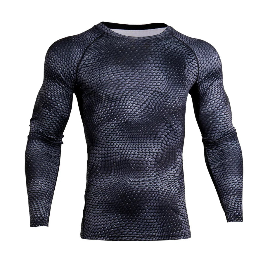 Men's Compression Long Sleeve T-Shirt Custom Wholesale Printed Breathable Polyester Quick Dry Sports Apparel Fitness New