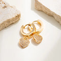 Classic Rose Gold round Solitaire Wedding Earrings Heart-Shape Zirconia Lever Back Party Gift for Her
