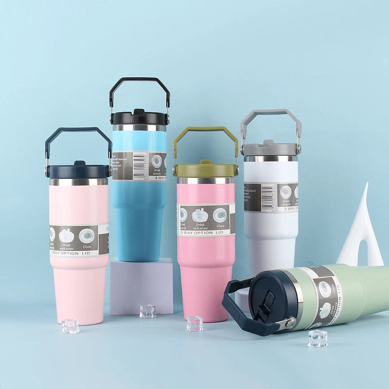 M3 Custom logo Cheap 20oz 30oz Water Bottle Stainless Steel Double Wall Travel Metal Mug Insulated Coffee Tumbler With Handle