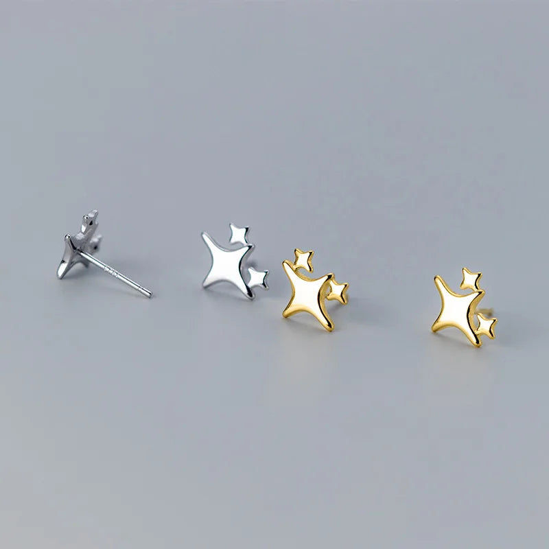 Fashion 925 Sterling Silver Small Star Shape Ear Stud Earrings 18K Gold Plated Earings Jewelry for Women