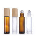 Luxury Roll on Perfume Bottle 1/3 oz Eye Perfume Roll on Glass Bottle 10ml Clear Amber Frosted Roller Bottles with Bamboo Lid