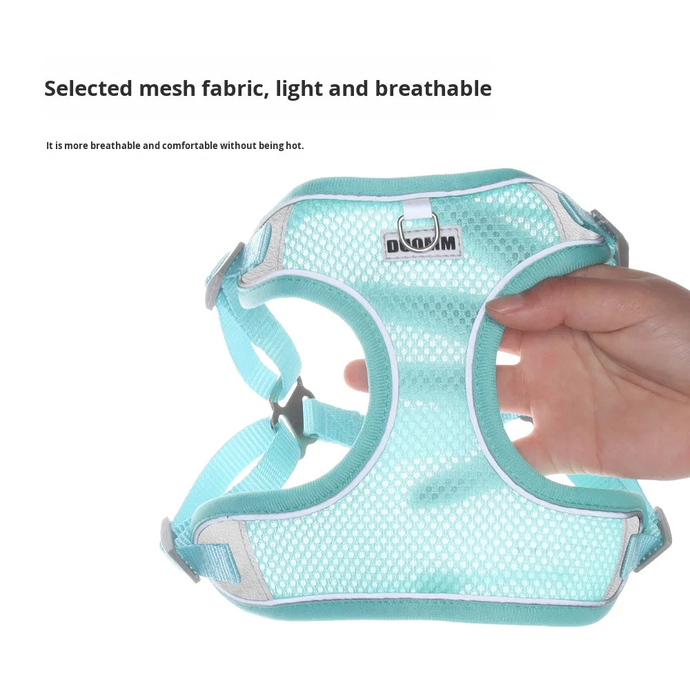 New Lightweight Ultra Breathable Dog Harness Vest Quick-Dry Dog Leash Polyester Solid Pattern Reflective Small Medium XL Summer