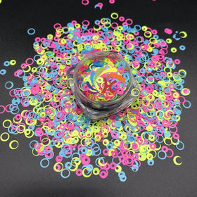 Christmas Hongcai Wholesale Bulk Hot-selling Glitter Neon Ring Shapes Mix Nail Glitters Cosmetic Grade Polyester Sequins