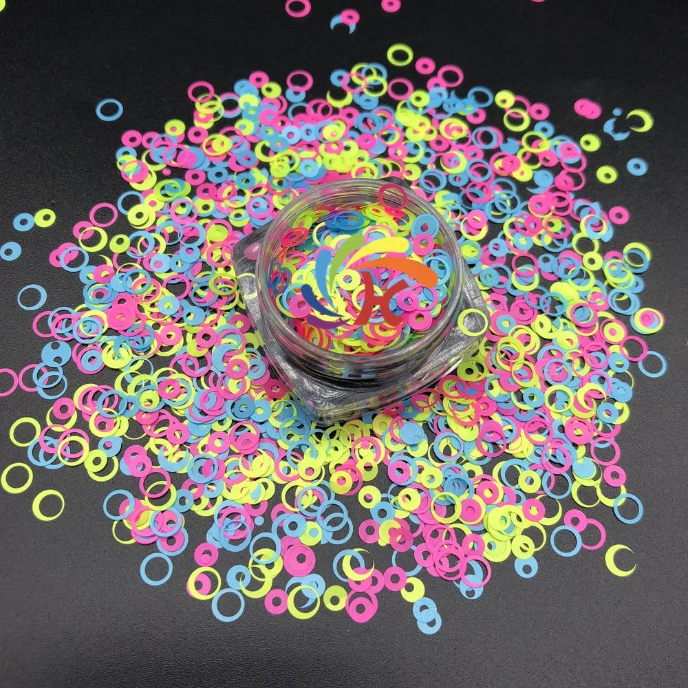 Christmas Hongcai Wholesale Bulk Hot-selling Glitter Neon Ring Shapes Mix Nail Glitters Cosmetic Grade Polyester Sequins