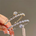 Trendy Layered Crystal CZ Geometric Bracelet Shiny Cubic Zircon Oval Shaped Tennis Chain Bracelet for Women Girl