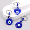 Simple Geometric Round Heart Water Drop Glass Turkey Blue Evil Eye Key Chains for Bag Key Car Hanging Decoration