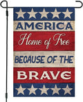 Double Sided America Home of Free Because of Brave Burlap Garden Flags Yard Flag for Indoor Outdoor Lawn Decor