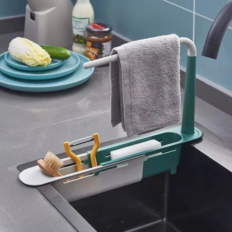 Kitchen Dish Rack Kitchen Space Aluminum Sink Drain Rack Sponge Storage Sink Storage Rack Holder