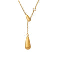 HOVANCI New Trend 18K Gold Plated Double Waterdrop Stainless Steel Y Shape Waterdrop Charm Necklace Jewelry