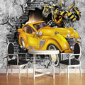 Restaurant Wallpaper 3d Car Broken Wall Theme Creative Cafe Bar Restaurant Wallpaper Gray Retro Mural