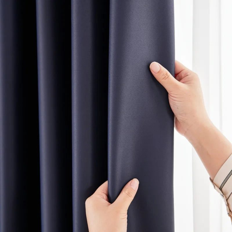 Highprecision Blackout Curtains in Solid Black Color for Hotels