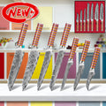 10% off RTS Coloured Kitchen Knives Set G10 Handle 67 Layers Vg10 Damascus Knife Set Ultra Sharp With Rainbow G10 Handle