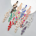Fashion Earrings Trend 2023 Colorful Rhinestone Leaf Bride Earrings Women Party Wedding Jewelry