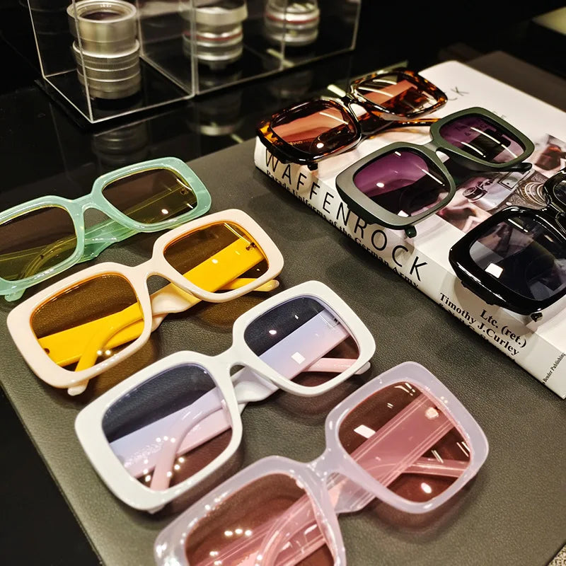 LBAshades 2023 Large square Frame Retro Sunglasses Trend Fashion Women's Sunglasses Glasses pink Green  Sunglasses