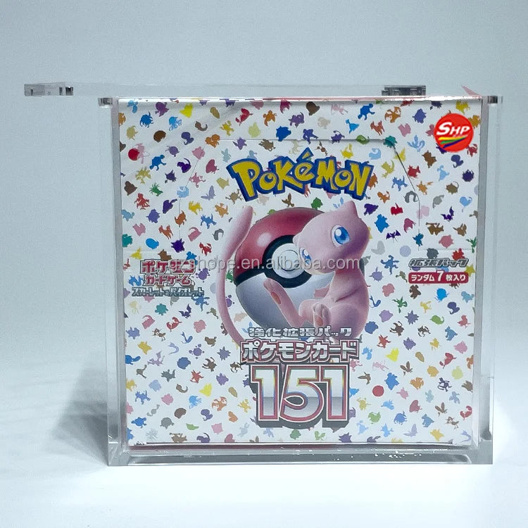 SHP Wholesale Pokemon TCG  Japanese Booster Box Advanced Durable Acrylic Case 151 Japanese Booster Box  Case for Pokemon
