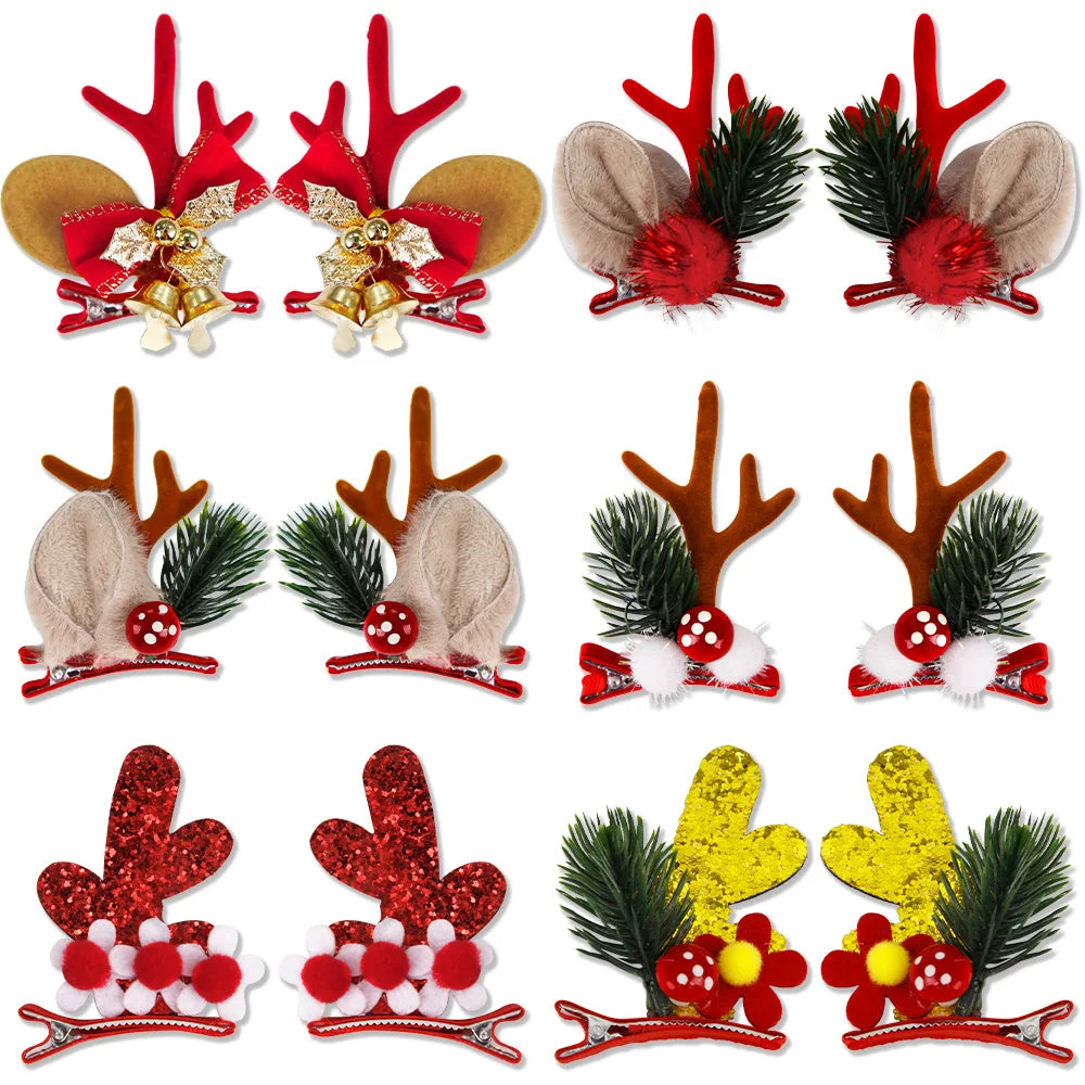New Christmas Hairpin Party Decor Christmas Gift Antlers Duck Mouth Clips Bowtie Bell Right Clips