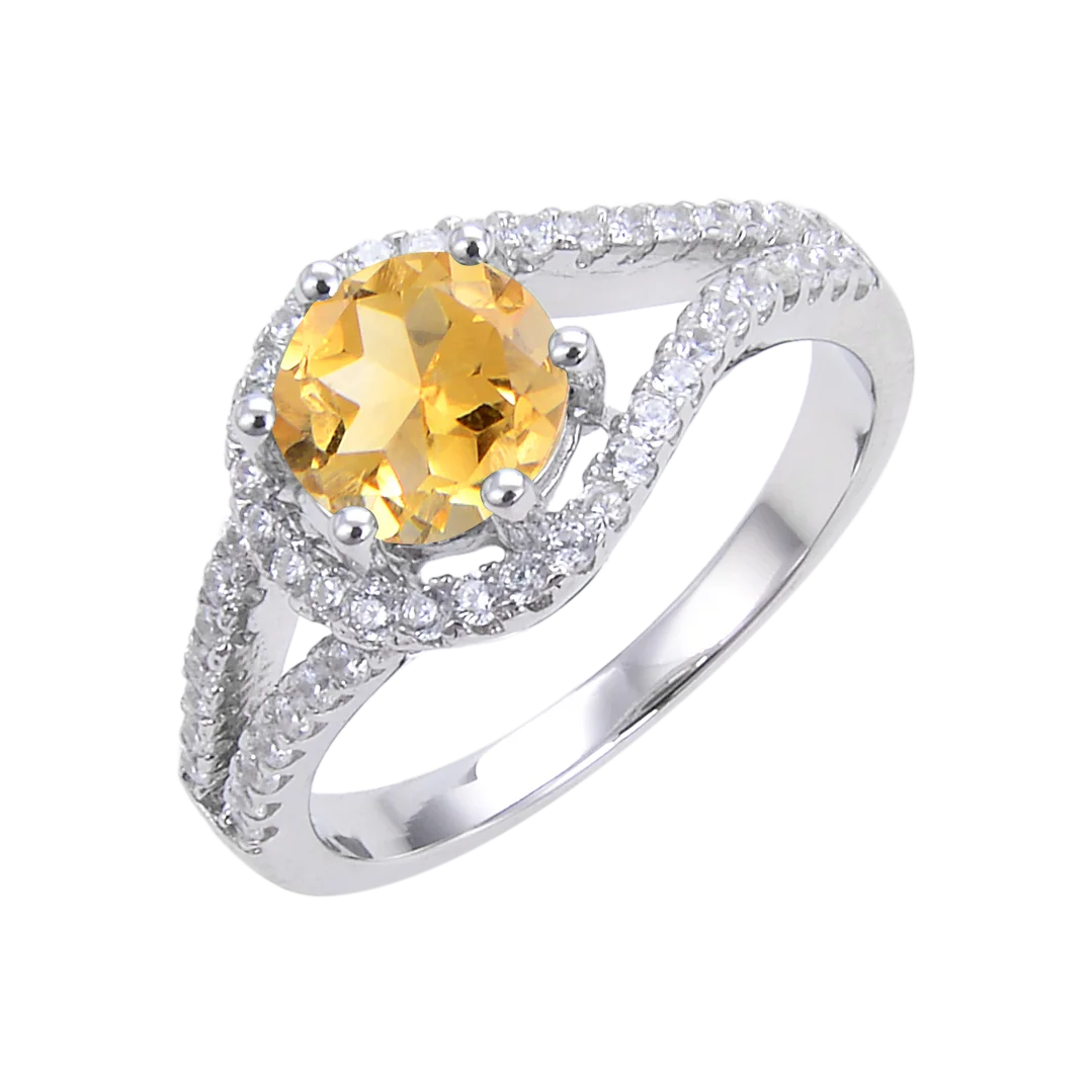 Abiding Silver Prong Classical Ring 925 Silver Gold Plated Engagement Rings for Stone Setting Silver Eternity Natural Gemstone