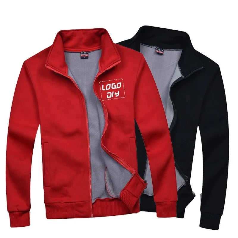 Comfortable Pure Cotton Fleece Thick Winter Jackets Stand Collar Men's Sweatshirts Jackets