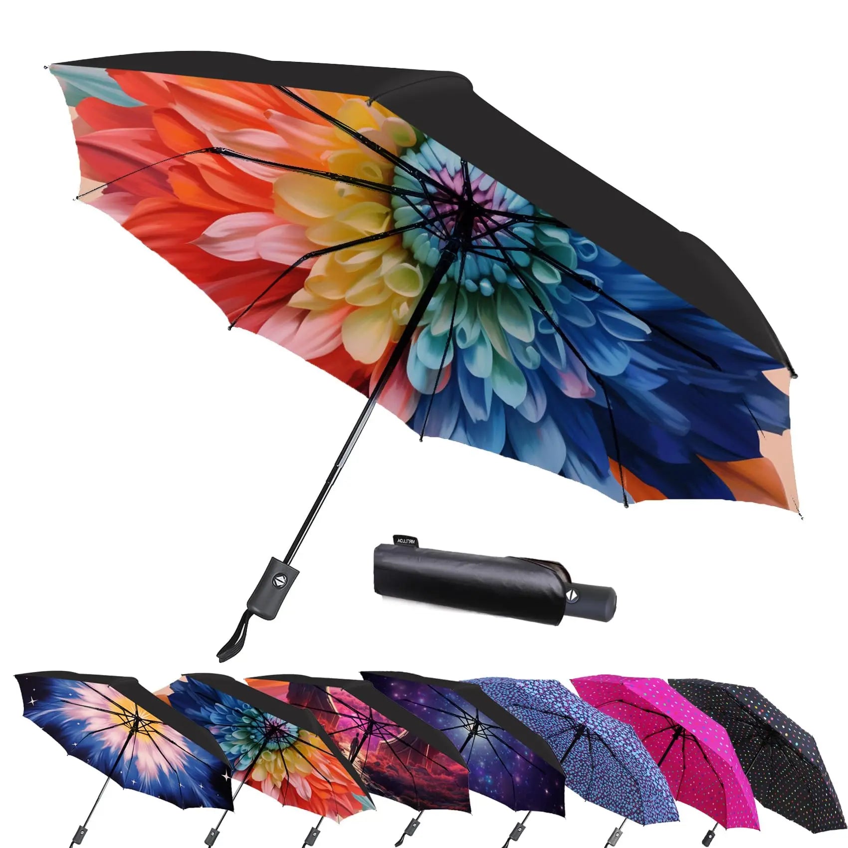 Customized Thermal Transfer Digital Printing Umbrella 3 Fold 21IN Manual Open UV Protect  Umbrella