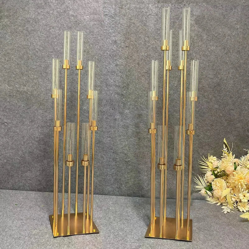 100cm Crystal Acrylic Flower Stand Chandelier Table Centerpiece Glass Candle Holder for Wedding Decorations