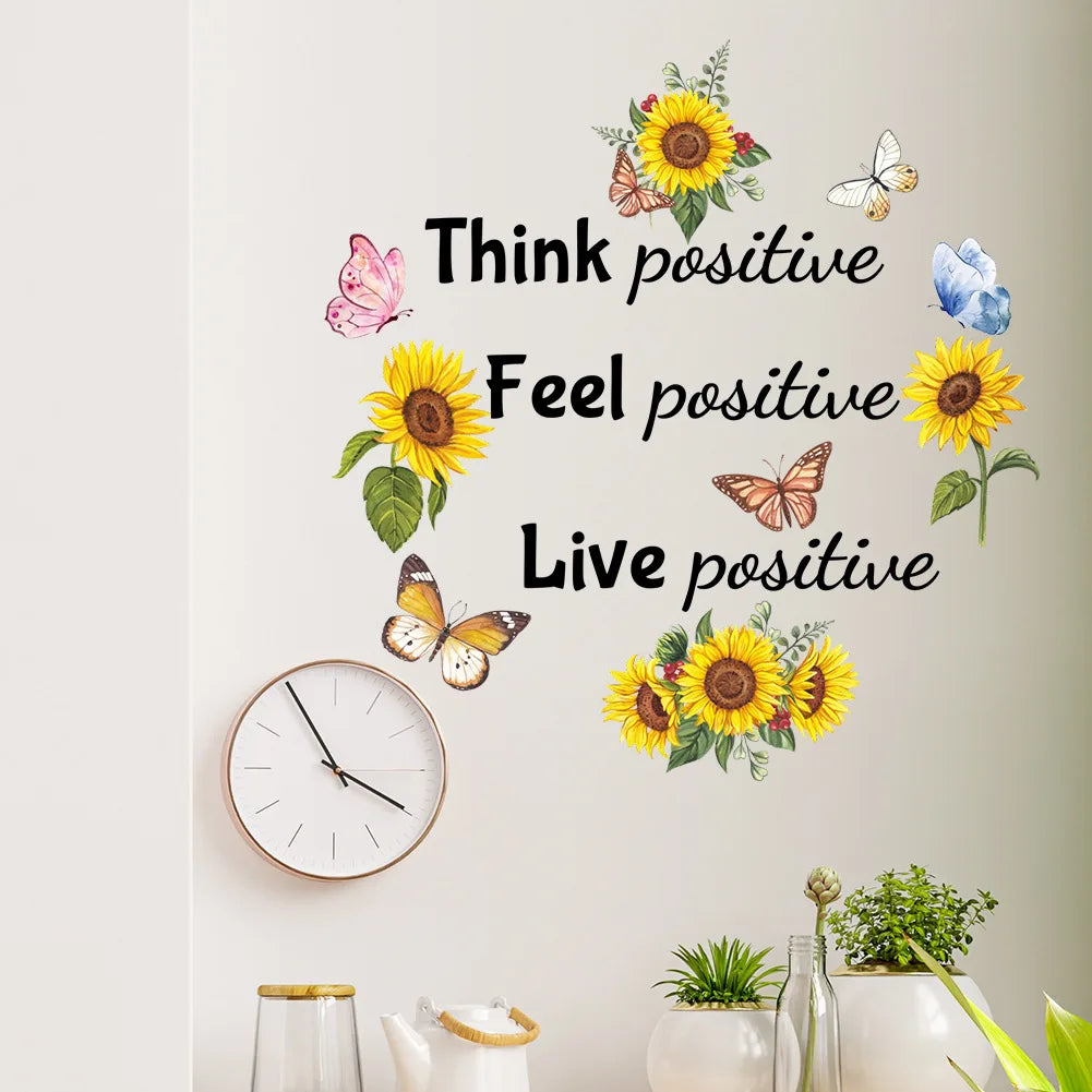 Creative Sunflower Wall Sticker Family Motto Self Adhesive Vinyl Wall Stickers for Home Decor Kids Room Living Room