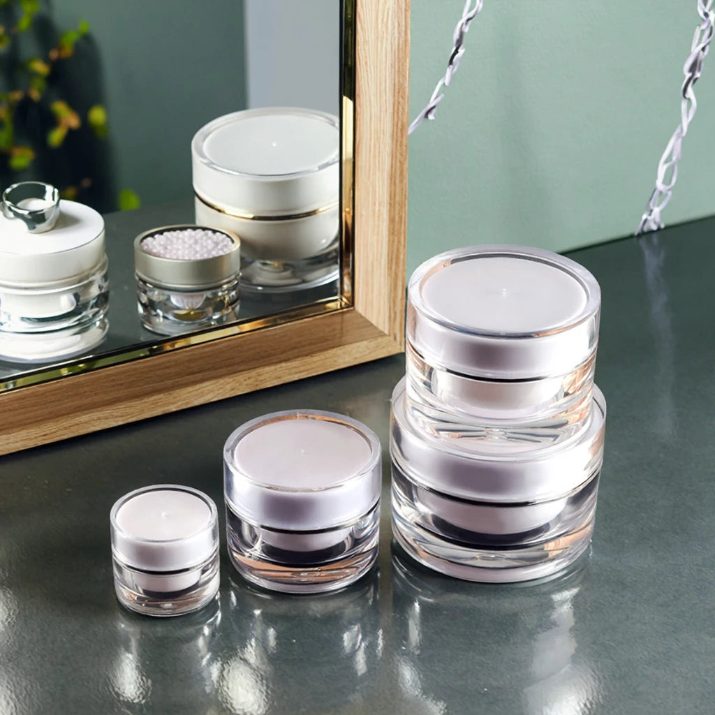 White 10ml Capacity Double Wall Round Plastic Cream Jar with Screw Top Cosmetic Skin Care Packaging for Acrylic Products