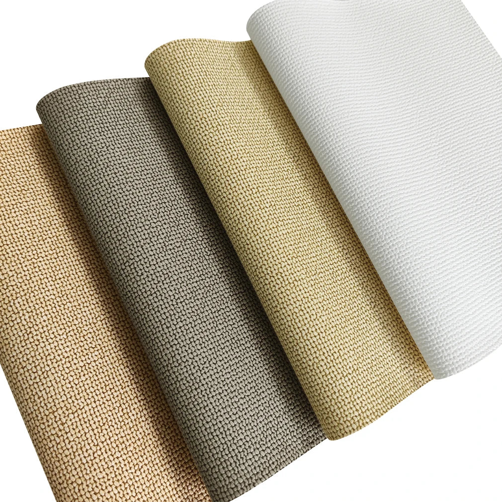 Custom Sizes Imitated Linen Embossed Faux Leather Soft Solid Color Plain Leather for Bags Hair Bows Jewelry Making
