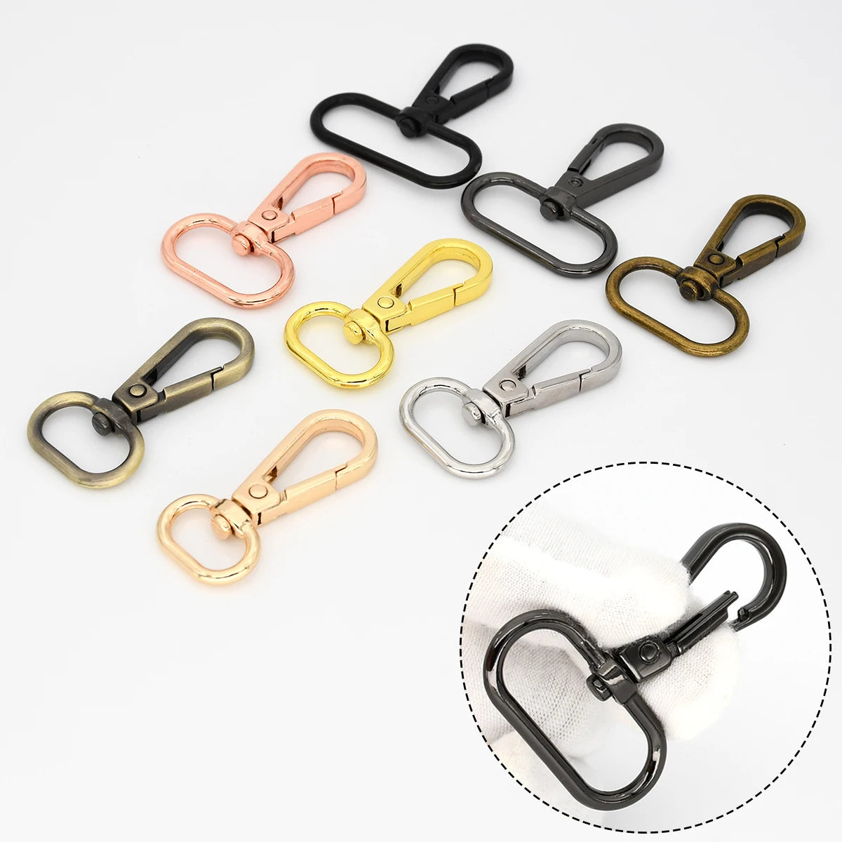 Metal Bag Hook Rotatable D Ring Trigger Clip for Leather Craft Bag Strap Belt Webbing Alloy Bag Parts Carabiner Clasp Snap Hook