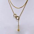 Hot Sale New Stainless Steel Sweater Chain Designer Geometric Drawstring Necklace Bead Tassel Necklace