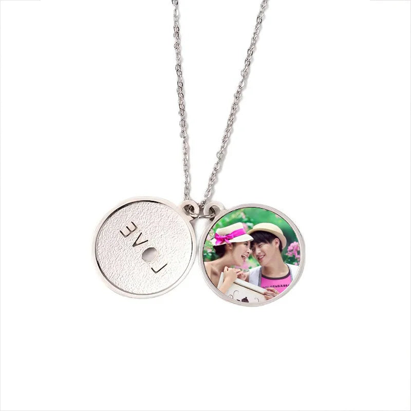 Qualisub Personalized Sublimation Necklace Blanks Valentine's Gift Sublimation LOVE Carved Sliding Locket Necklace DIY Print