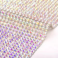 New Arrival 24x40cm AB Diamond Mesh Sheet Glass Rhinestone Crystal AB Trim Hotfix Ribbon Flatback for Bags Shoes Crafts Garment