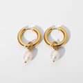 New Arrival Gold Plated Stainless Steel Party Fashion Jewelry Accessories Freshwater Pearl Charm Huggie Earrings for Women Gifts