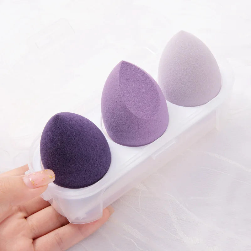 HEXUE Popular 3PCS/Box Egg Box Soft Beauty Facial Foundation Blending Makeup Sponge Set With Box
