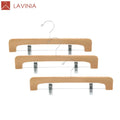 NH301 Natural Pant Hanger Rack with Clips Wooden Pants Hangers with Metal Clips Solid Wood Jeans/Skirt Hanger