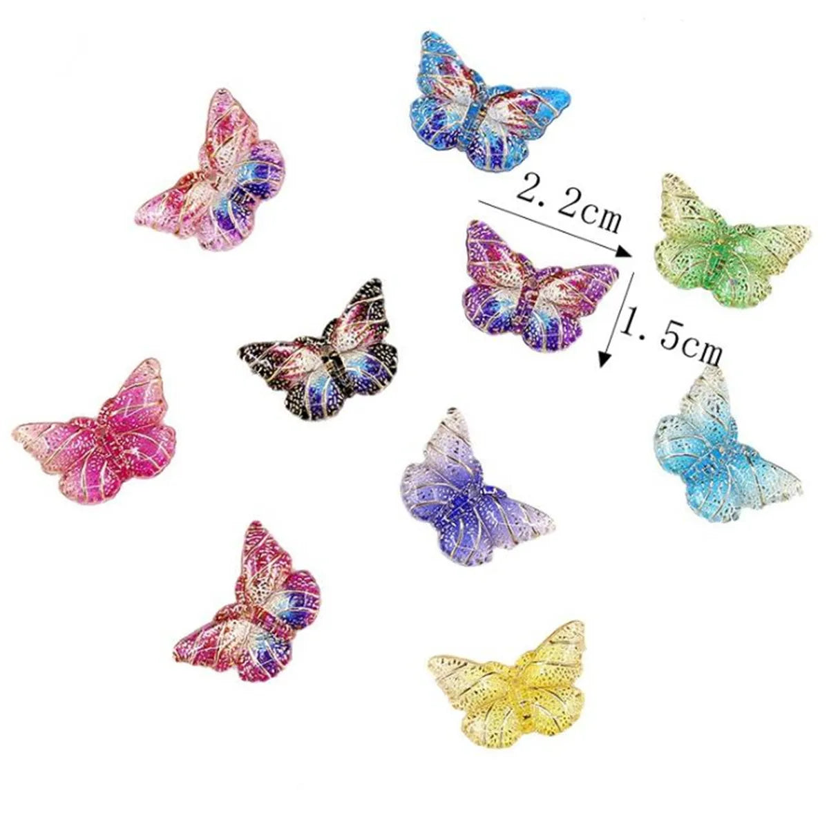 10Pcs/Set Colorful Resin Butterfly Charms Pendant DIY Craft Making Women Necklace Jewelry Decor
