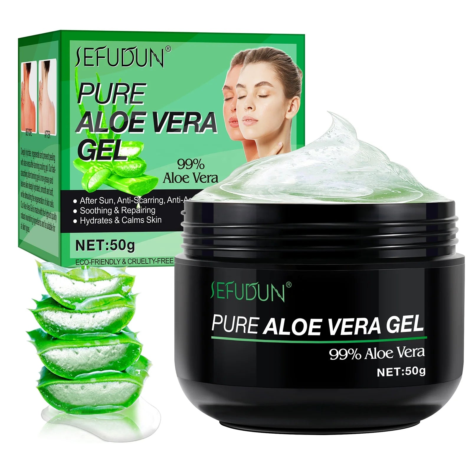 SEFUDUN Face Body Care Replenishing Water Anti-aging Nature Moisturizing Soothing Repairing Skin Pure Organic Aloe Vera Gel