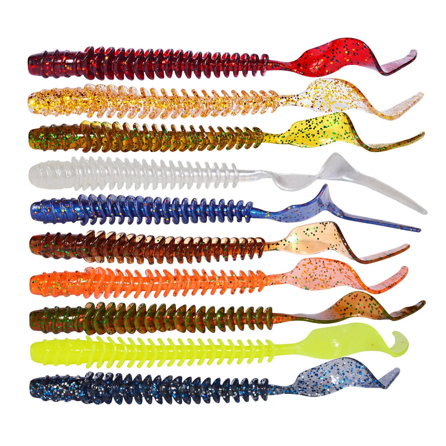 Customized 105mm 3.2g Long Volume Tail Soft Worm Bait Jig Head Fishing Swimbait Moggot Set for River Lake and Stream