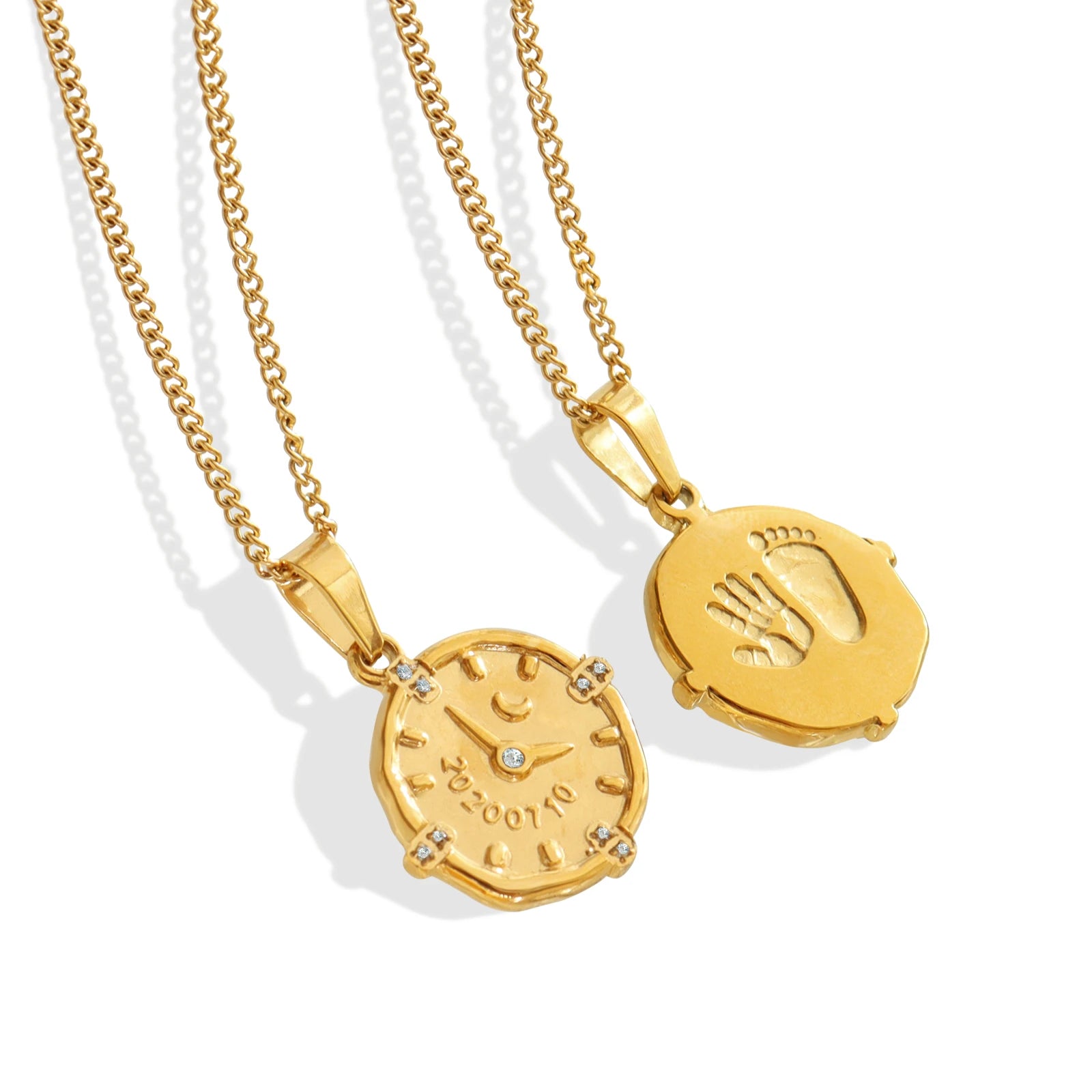 Fashion Nice Quality Solid Personality Clock Stainless Steel Hip-hop Necklace Zircon Inlaid Clock Necklace for Women