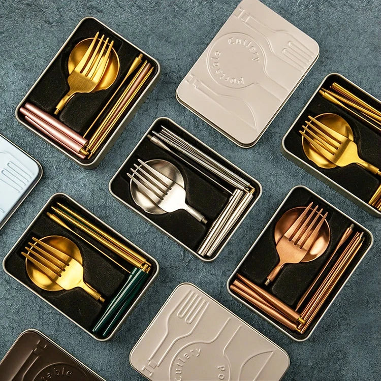 Split Design Screw-off Spoons Forks Knives Chopsticks Pocket Sized Portable Cutlery Collapsable Cutlery Set