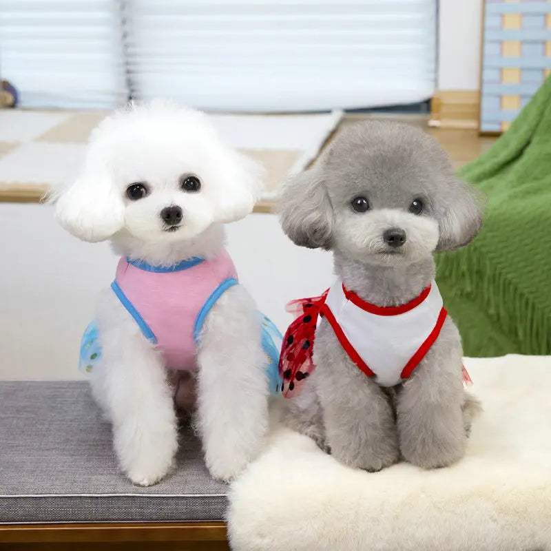Wholesale Dogs Accessories Customizable Pet Clothes New Designer Dog and Cat Clothing Fashion Prints Wave Points Dots Dog Dress