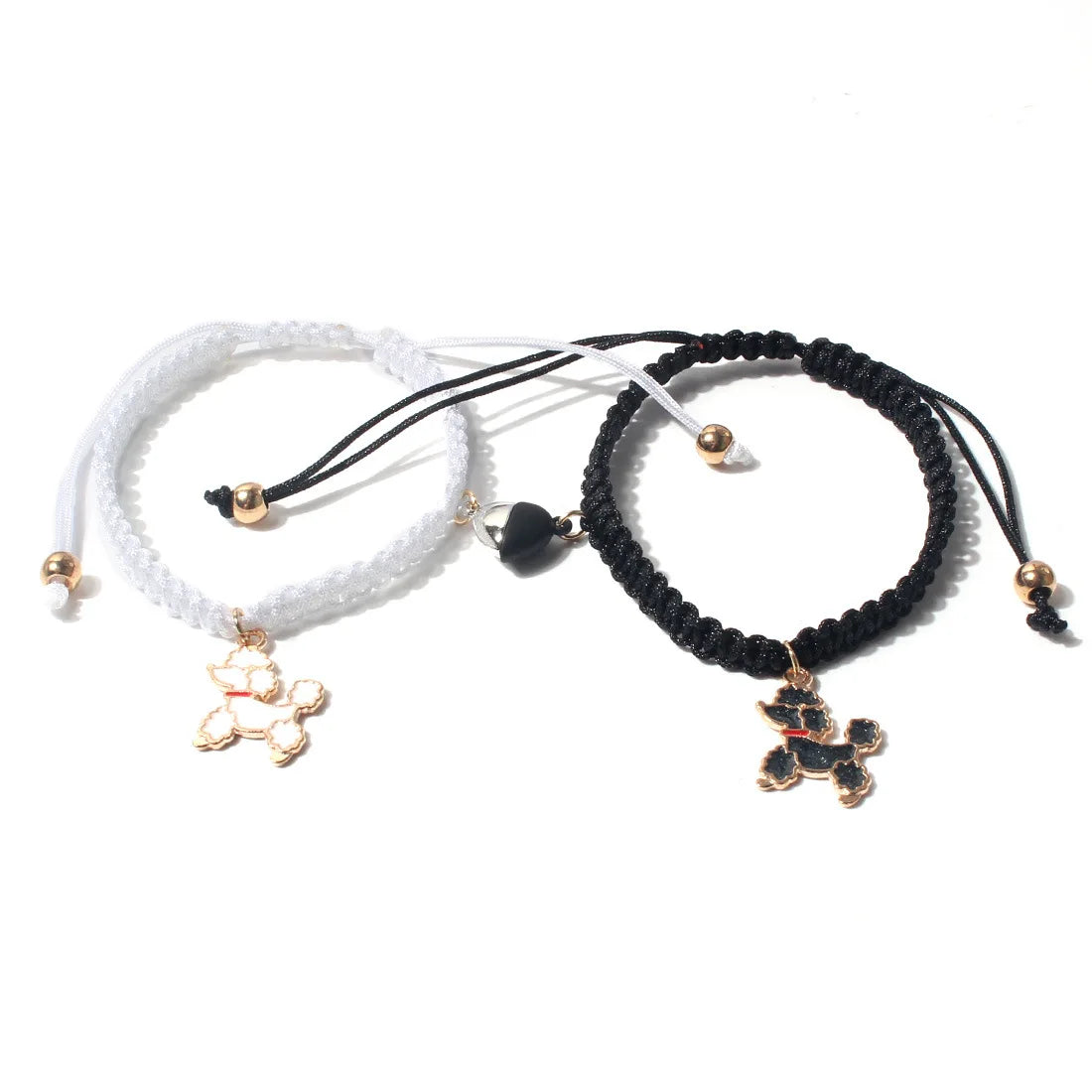 SC Hot Selling Handmade String Bracelets Lovely 2pcs Couple Rope Bracelets Cute Little Dog Charm Bracelets for Women Men