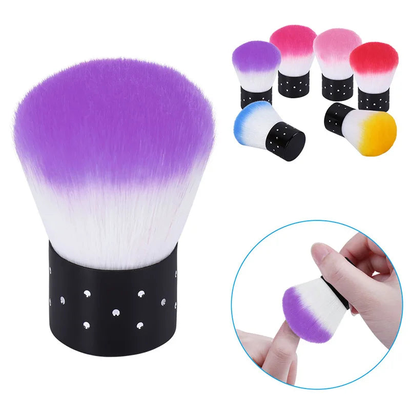 6 Colors Soft-bristled Nail Brushes Blush Brush Long-handled Dust Bullet Heads Rainbow Color Acrylic Manicure Brush
