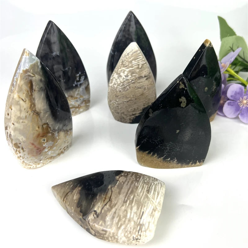 Wholesale Natural Crystal Quality Hand Carved Palm Fossil Ornament for Gift or Decoration