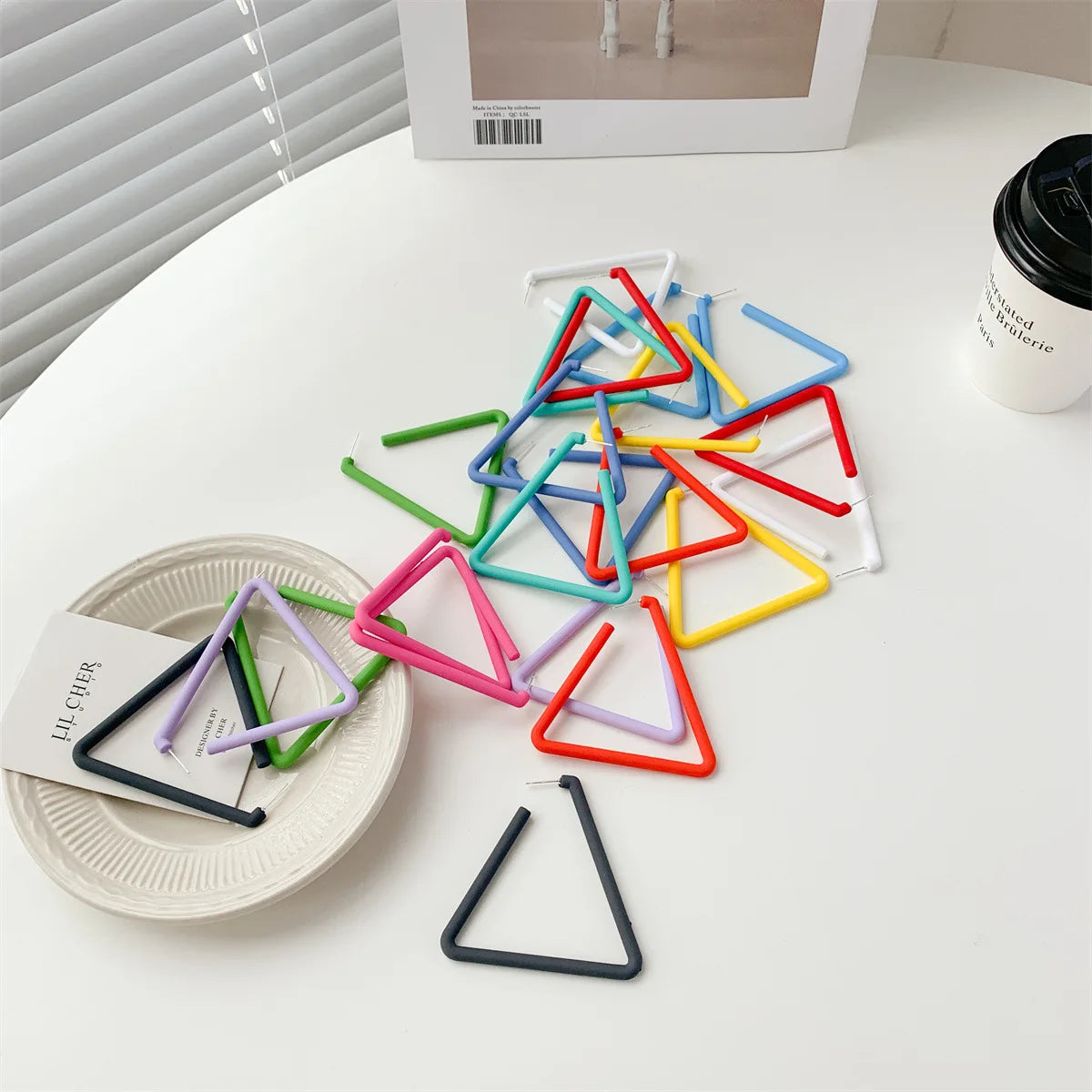 New Personalized Geometric Triangle Simple Fashion Solid Color Candy Color Open Acrylic Hoop Earrings