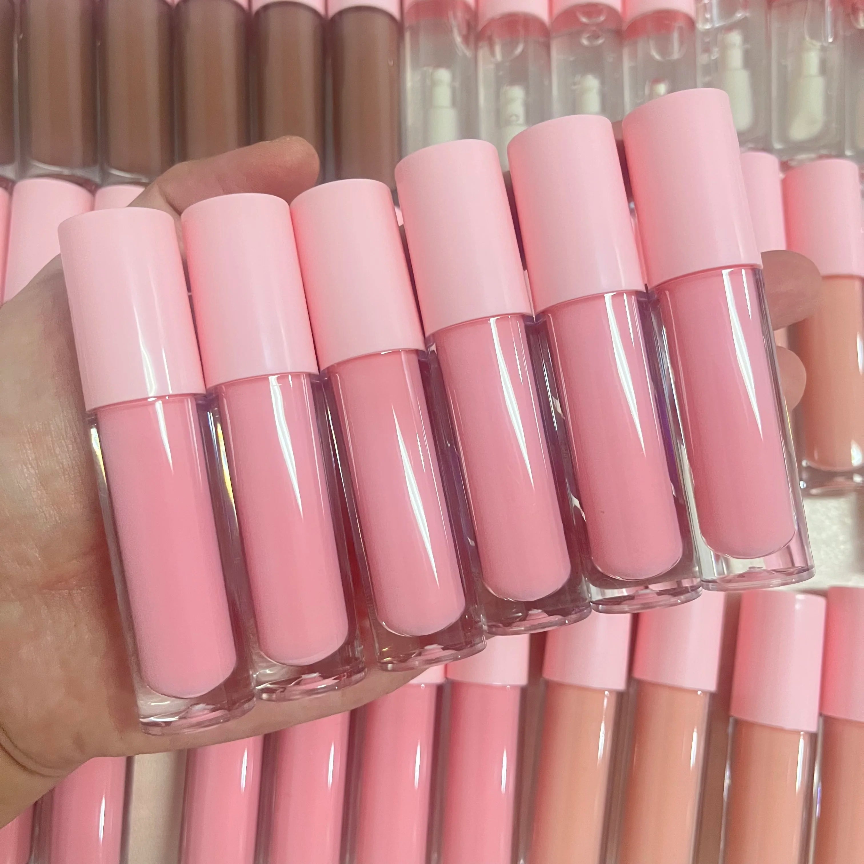 Nude High Pigment Big Brush Cruelty Free Vegan Moisturizing Luminous Lip Gloss Lip Glaze