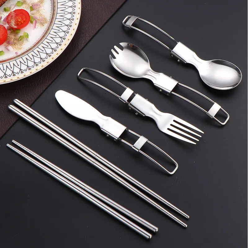 Outdoor Travel Camping Portable Detachable 304 Stainless Steel Folding Suit