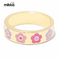 Enamel Ring 18K PVD Gold Plated Stainless Steel Jewelry Colorful Enamel Mushroom Band Ring