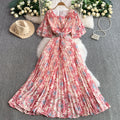 Summer Elegant Vintage 2025 Short Sleeve Printed  Casual Dresses for Women