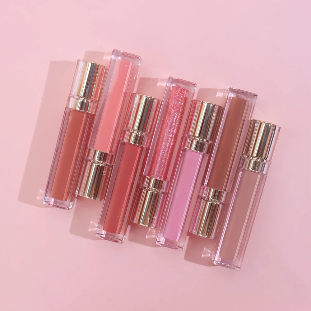 Wholesale Vegan Make Your Own logo Glossy Long Lasting Lipgloss Glitter Shimmer Waterproof Private Label Lip Gloss