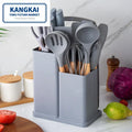Hot Selling 19-piece Sustainable Modern Silicone Kitchen Utensil Set with Wooden Handle Cutting Board & Storage Bucket